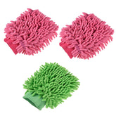 Kuber Industries Gloves | Microfiber Cleaning Gloves | Chenille Mitts for Kitchen | 50 GSM Hand Duster for Kitchen | Hand Gloves for Car | Duster for Glass | Pack of 3 | Multi